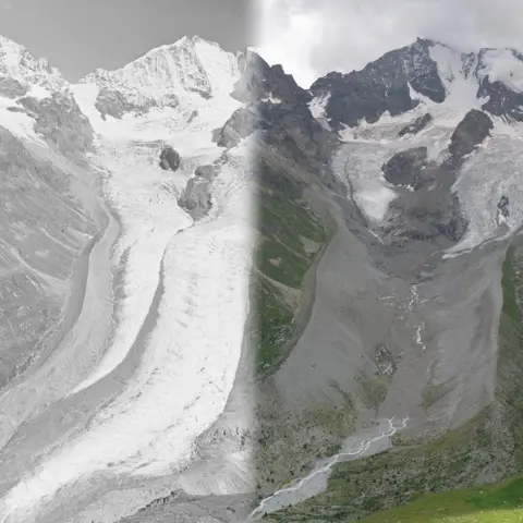 The before and after images showing glaciers vanishing before our eyes